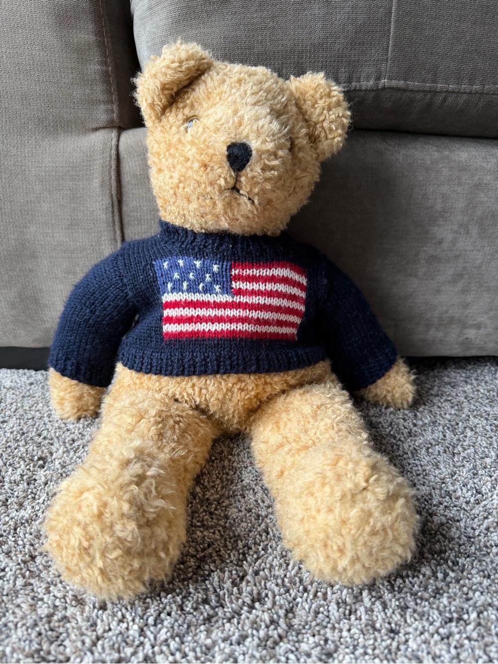 Vintage 1990 Ty Attic Treasures Curly the Bear 17” plush teddy bear with sweater
